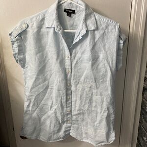 Lord+Taylor 100% linen baby blue short sleeves shirt size S